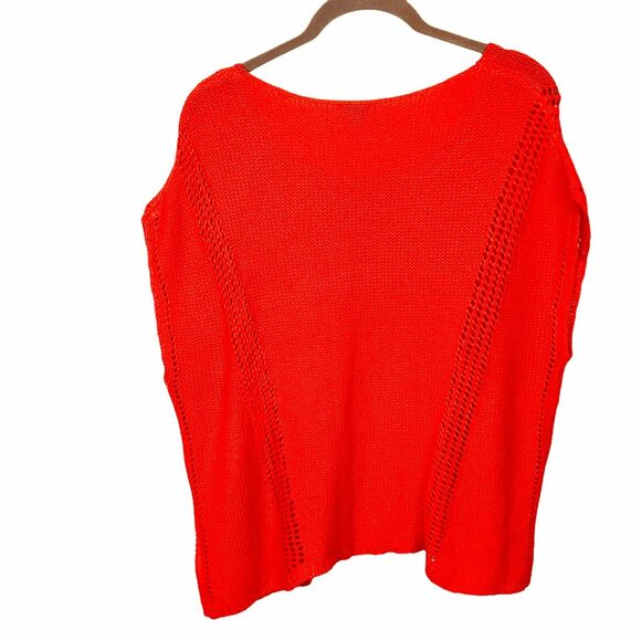 Guess Sweater Top Hot Coral Size Large Dolman Short Sleeve Oversized Size Large - Picture 2 of 15